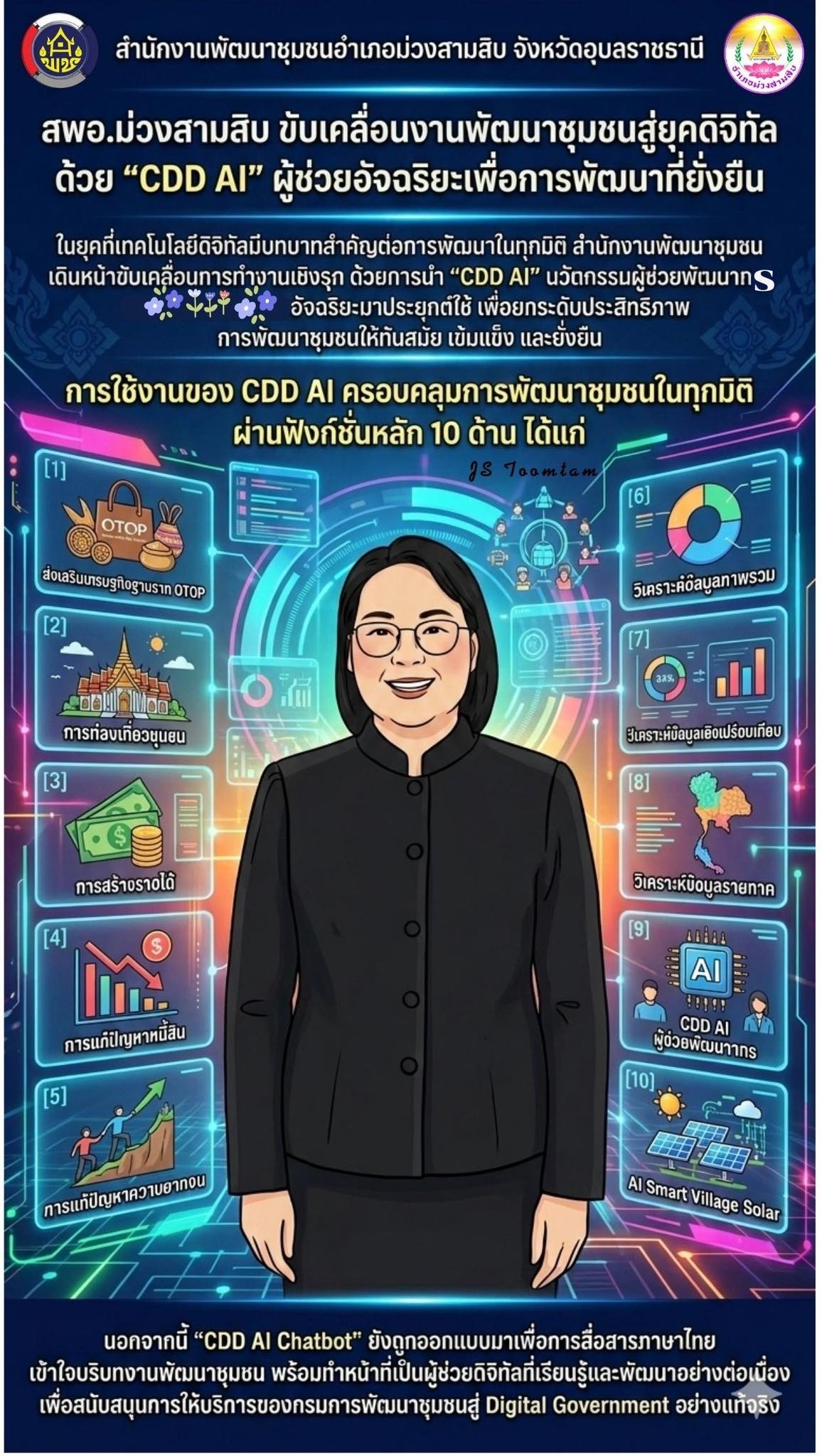 พช.ม่วงสามสิบ:แนะนำผู้ช่วยใหม่ CDD AI เพื่อนคู่คิดงานพัฒนาชุมชน